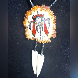 Handcrafted Painted Bolo Signed by Ron Holmes 1991